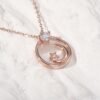 Elegant Star moon on White Enamel- Rose Gold necklace