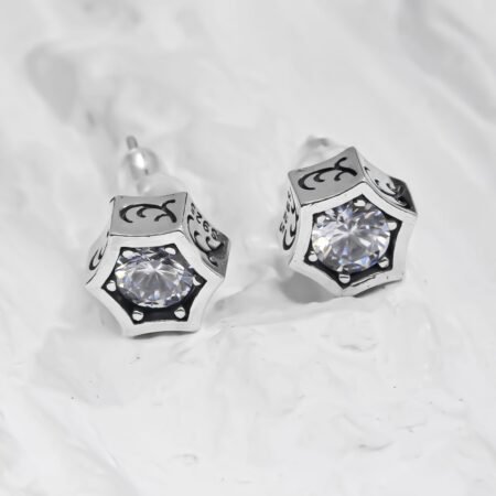 Star with Cubic Zircon Silver Earing