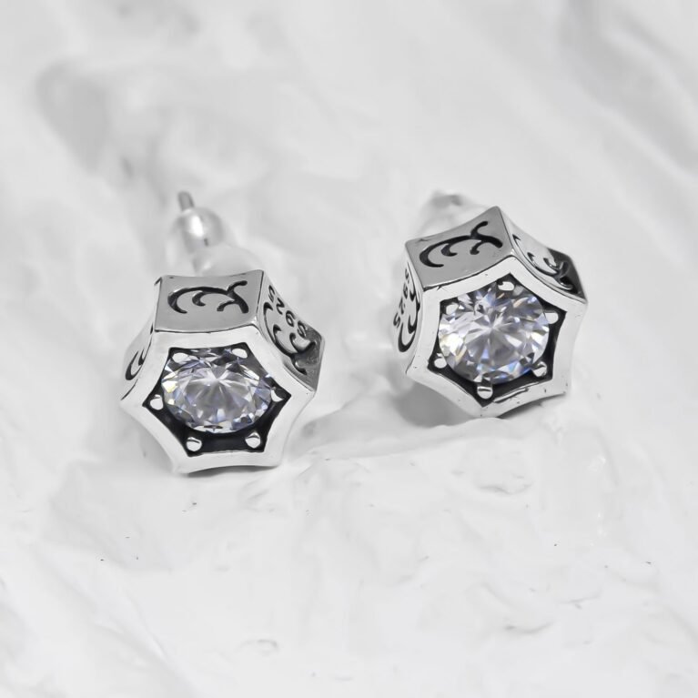Star with Cubic Zircon Silver Earing