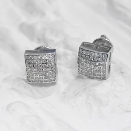 Square Cubic Zircon Silver Earing