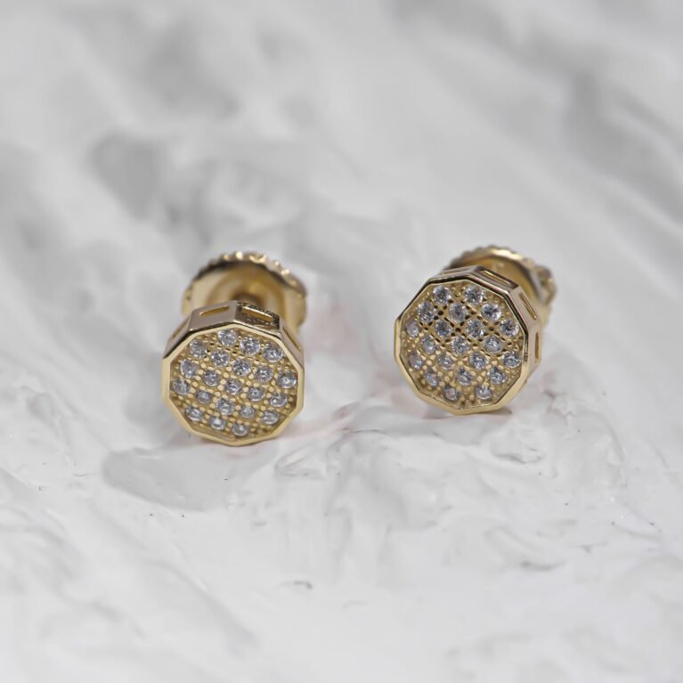 Round Cubic Zircon Gold plated Silver Earing