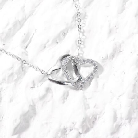 Double Heart with CZ stone necklace
