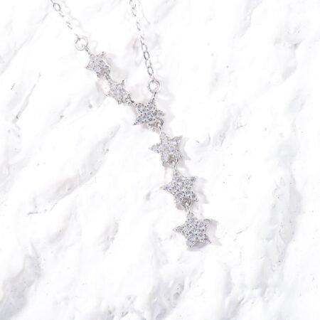 Elegant multiple Stars Silver Finish necklaxe