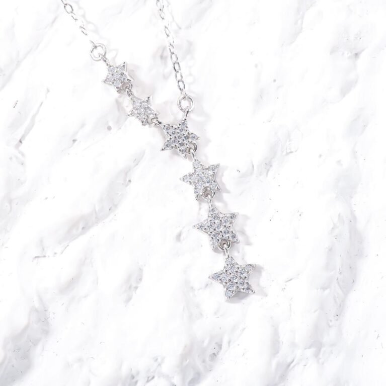 Elegant multiple Stars Silver Finish necklaxe
