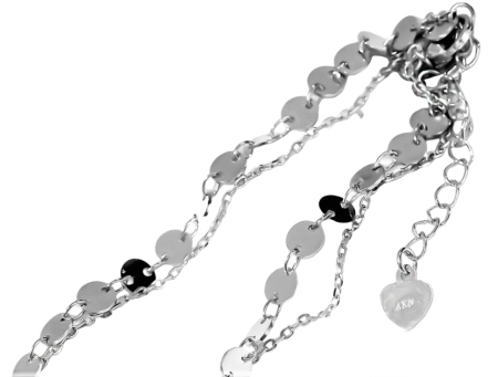 Double layer Silver coin and Cable Chain Silver Anklet