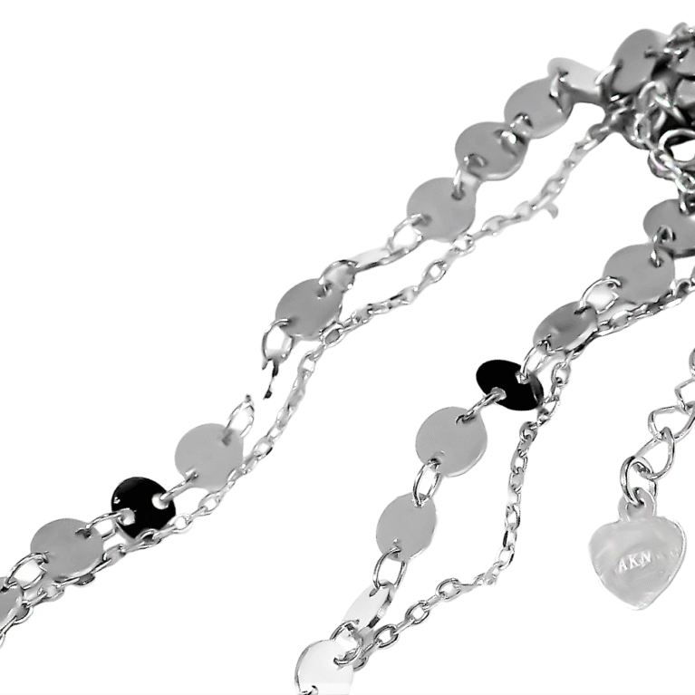 Double layer Silver coin and Cable Chain Silver Anklet