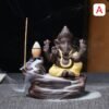 Ceramic Ganesha Backflow Incense Burner Handmade Figurine - Yellow